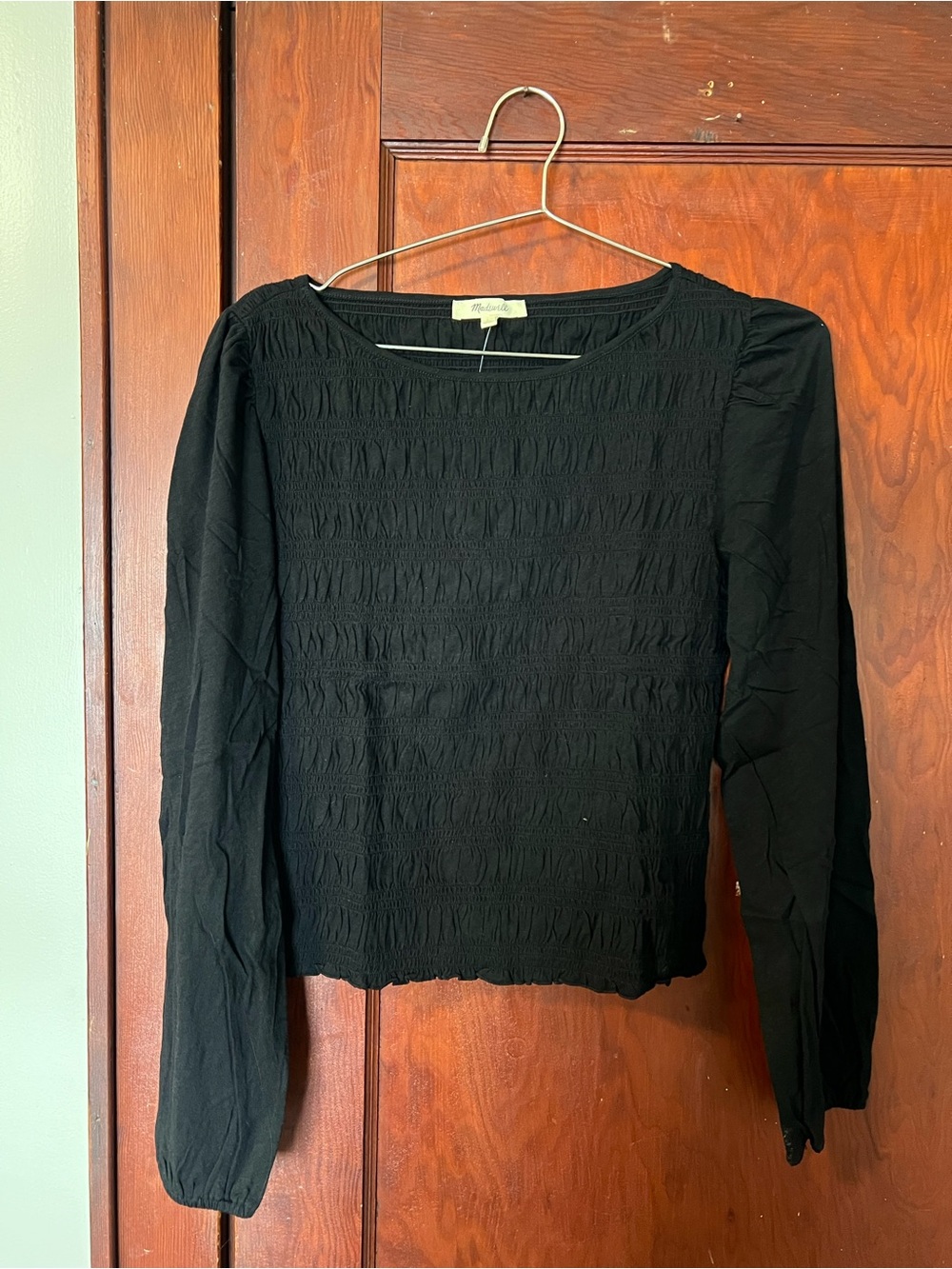 Madewell smocked boatneck top